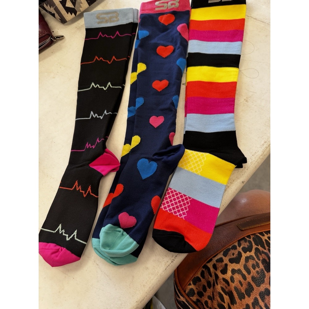 NWOB SB SOX Compression Socks Polka Dot Lot Of 3 Pairs Size S/M